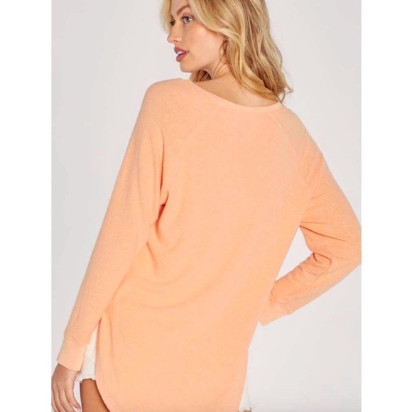 Wildfox Dreams Haley Apricot Wash Raglan Long Sleeve Top - Picture 7 of 7
